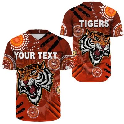 NRL Wests Tigers Custom Text Indigenous Vibes Baseball Jersey