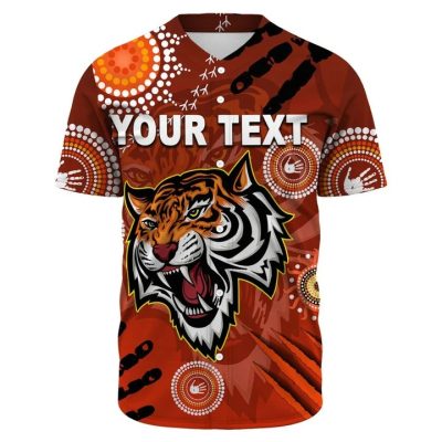 NRL Wests Tigers Custom Text Indigenous Vibes Baseball Jersey
