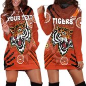 NRL Wests Tigers Custom Text Indigenous Victorian Vibes Women Hoodie Dress