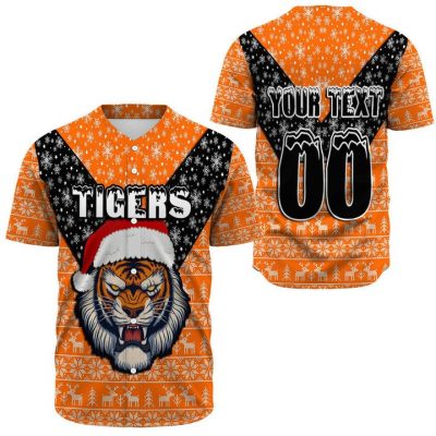 NRL Wests Tigers Custom Text Number Christmas Edition Baseball Jersey