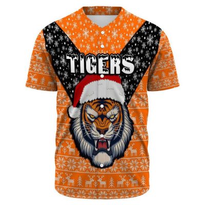 NRL Wests Tigers Custom Text Number Christmas Edition Baseball Jersey
