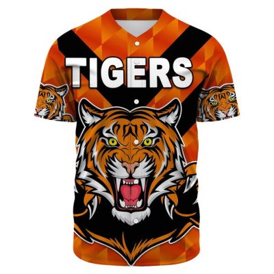 NRL Wests Tigers Custom Text Number Orange Ver Baseball Jersey