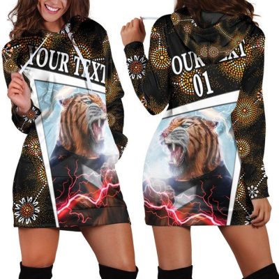 NRL Wests Tigers Custom Text Number Special Indigenous Style Women Hoodie Dress