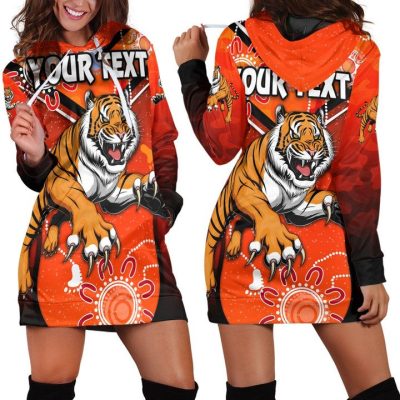 NRL Wests Tigers Custom Text Special Indigenous Women Hoodie Dress