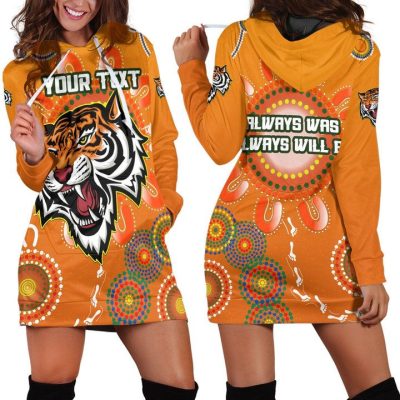 NRL Wests Tigers Custom Text Unique Indigenous Women Hoodie Dress