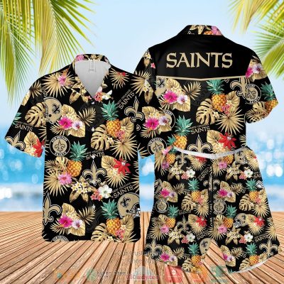 New Orleans Saints Nfl Pineapple Black Hawaiian Shirt, Shorts - Hot Sale 2025