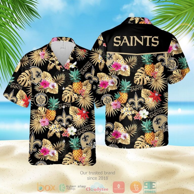 New Orleans Saints Nfl Pineapple Black Hawaiian Shirt, Shorts - Hot Sale 2025
