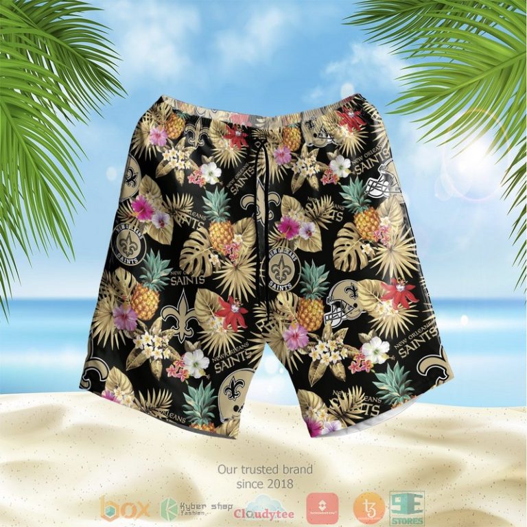 New Orleans Saints Nfl Pineapple Black Hawaiian Shirt, Shorts - Hot Sale 2025