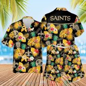 New Orleans Saints Nfl Pineapple Black Yellow Hawaiian Shirt Shorts.jpg - demo10