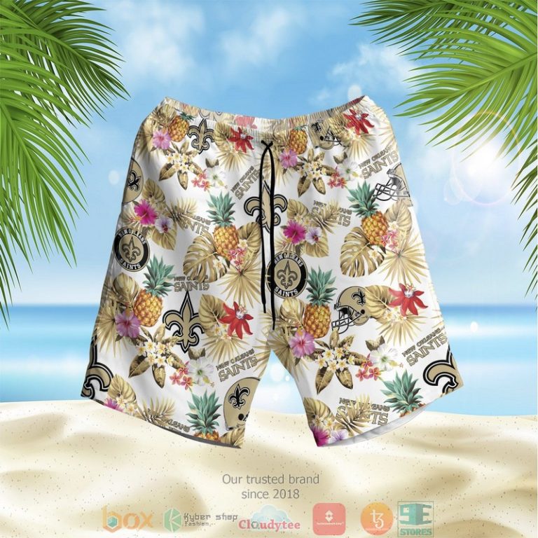 New Orleans Saints Nfl Pineapple White Hawaiian Shirt, Shorts - Hot Sale 2025
