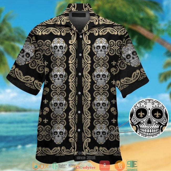 New Orleans Saints Small Sugar Skull Hawaiian Shirt, Short - Hot Sale 2025