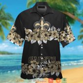 New Orleans Saints Hibiscus Flower Line Hawaiian Shirt Short.jpg - demo10