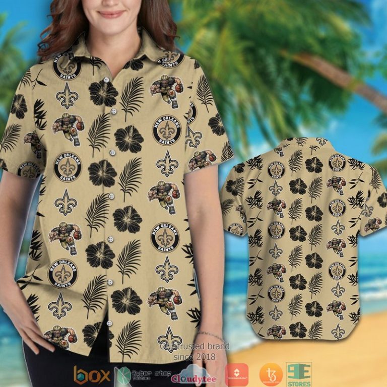 New Orleans Saints Hibiscus Leaf Pattern Hawaiian Shirt, Short - Hot Sale 2025 New Orleans Saints Hibiscus Leaf Pattern Hawaiian Shirt, Short - Hot Sale 2025