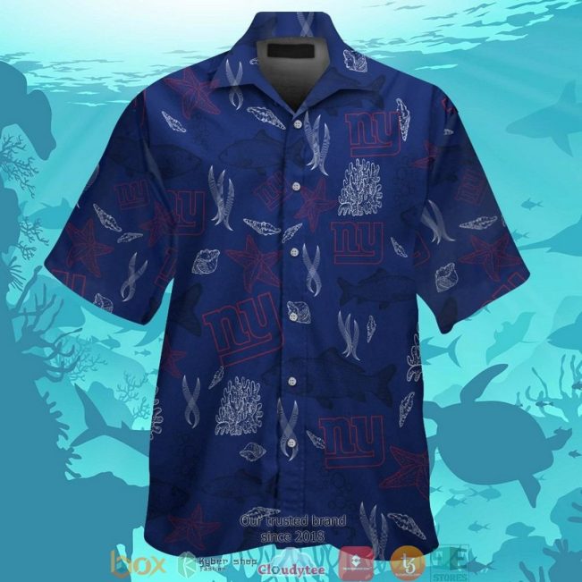 New York Giants Fish Ocean Pattern Hawaiian Shirt, Short - Hot Sale 2025