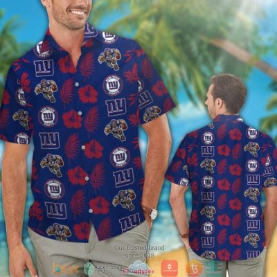 New York Giants Hibiscus Leaf Patter Hawaiian Shirt, Short - Hot Sale 2025