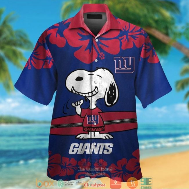 New York Giants Red Hibiscus Snoopy Hawaiian Shirt, Short - Hot Sale 2025