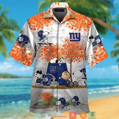 New York Giants Snoopy And Charlie Brown Autumn Hawaiian Shirt, Short - Hot Sale 2025