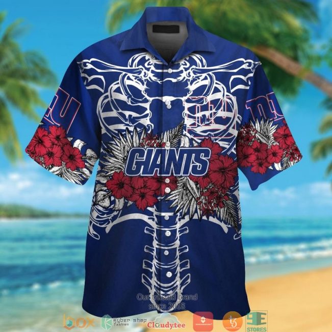 New York Giants Backbone Hibiscus Hawaiian Shirt, Short - Hot Sale 2025