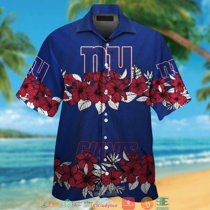 New York Giants Hibiscus Flowers Line Hawaiian Shirt, Short - Hot Sale 2025