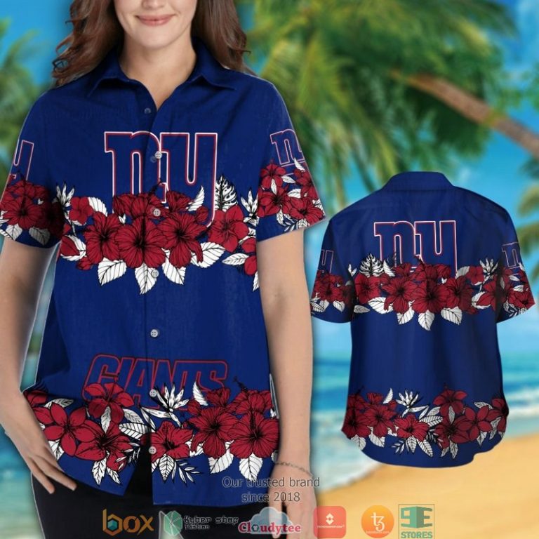 New York Giants Hibiscus Flowers Line Hawaiian Shirt, Short - Hot Sale 2025