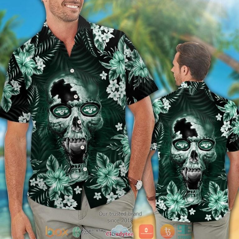 New York Jets 3D Illusion Skull Hawaiian Shirt, Short - Hot Sale 2025 New York Jets 3D Illusion Skull Hawaiian Shirt, Short - Hot Sale 2025