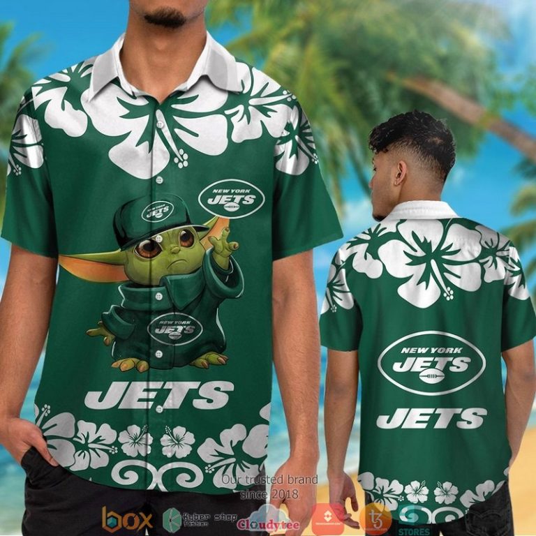 New York Jets Baby Yoda Hibiscus Hawaiian Shirt, Short - Hot Sale 2025