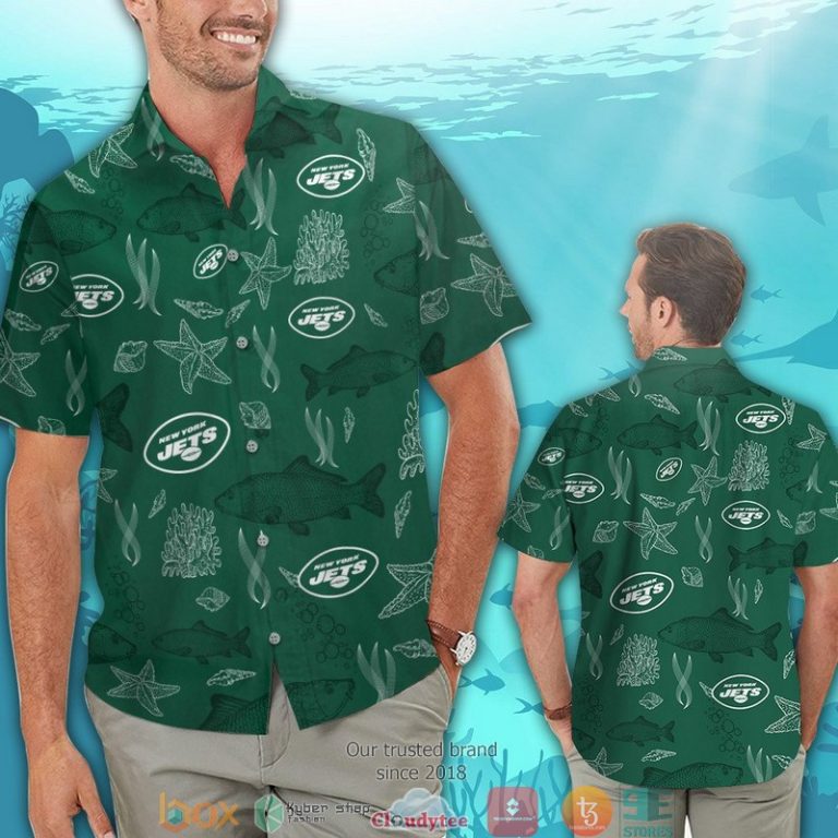 New York Jets Fish Ocean Pattern Hawaiian Shirt, Short - Hot Sale 2025 New York Jets Fish Ocean Pattern Hawaiian Shirt, Short - Hot Sale 2025
