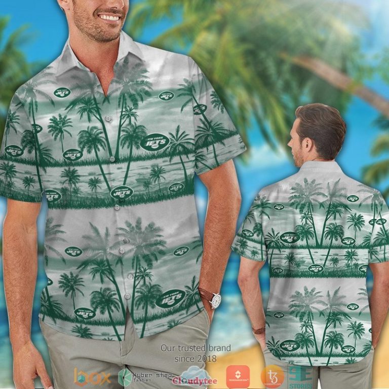 New York Jets Green Coconut Island White Hawaiian Shirt, Short - Hot Sale 2025