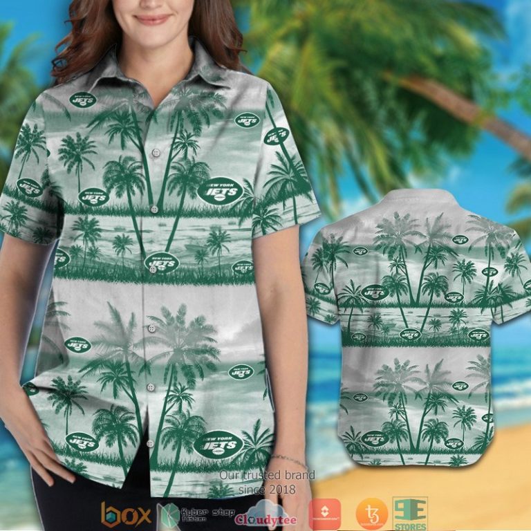 New York Jets Green Coconut Island White Hawaiian Shirt, Short - Hot Sale 2025