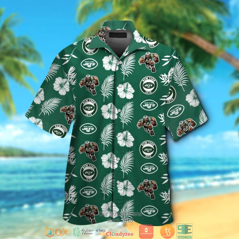 New York Jets Hibiscus Leaf Pattern Hawaiian Shirt, Short - Hot Sale 2025 New York Jets Hibiscus Leaf Pattern Hawaiian Shirt, Short - Hot Sale 2025