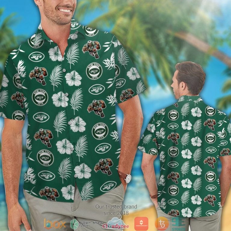 New York Jets Hibiscus Leaf Pattern Hawaiian Shirt, Short - Hot Sale 2025 New York Jets Hibiscus Leaf Pattern Hawaiian Shirt, Short - Hot Sale 2025