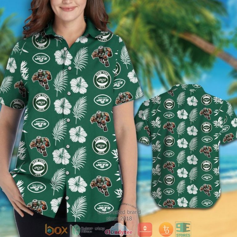 New York Jets Hibiscus Leaf Pattern Hawaiian Shirt, Short - Hot Sale 2025 New York Jets Hibiscus Leaf Pattern Hawaiian Shirt, Short - Hot Sale 2025