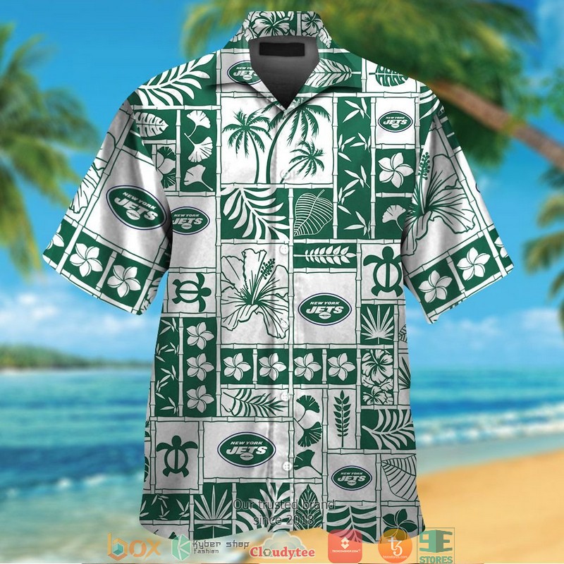 New York Jets Hibiscus Leaf Ocean Pattern Hawaiian Shirt, Short - Hot Sale 2025 New York Jets Hibiscus Leaf Ocean Pattern Hawaiian Shirt, Short - Hot Sale 2025