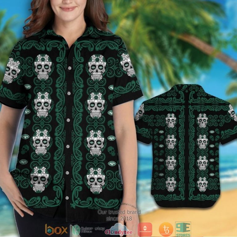 New York Jets Small Sugar Skull Hawaiian Shirt, Short - Hot Sale 2025 New York Jets Small Sugar Skull Hawaiian Shirt, Short - Hot Sale 2025