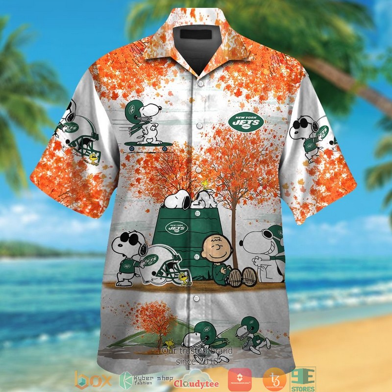 New York Jets Snoopy And Charlie Brown Autumn Hawaiian Shirt, Short - Hot Sale 2025 New York Jets Snoopy And Charlie Brown Autumn Hawaiian Shirt, Short - Hot Sale 2025