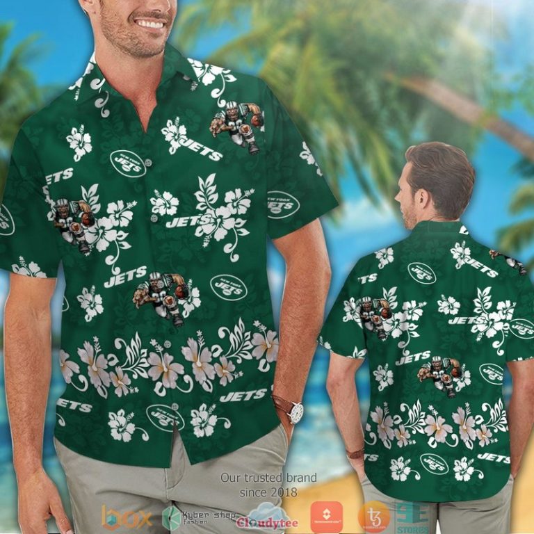 New York Jets White Hibiscus Flower Pattern Hawaiian Shirt, Short - Hot Sale 2025 New York Jets White Hibiscus Flower Pattern Hawaiian Shirt, Short - Hot Sale 2025
