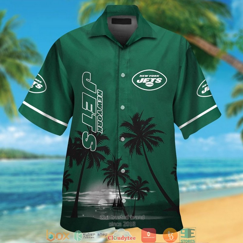 New York Jets Coconut Island Night Moon Hawaiian Shirt, Short - Hot Sale 2025