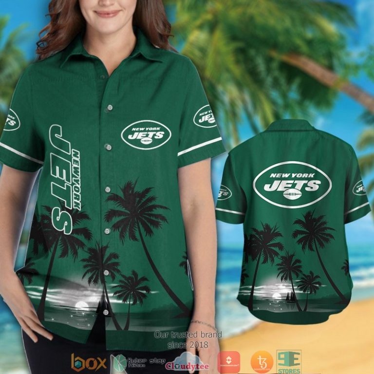 New York Jets Coconut Island Night Moon Hawaiian Shirt, Short - Hot Sale 2025