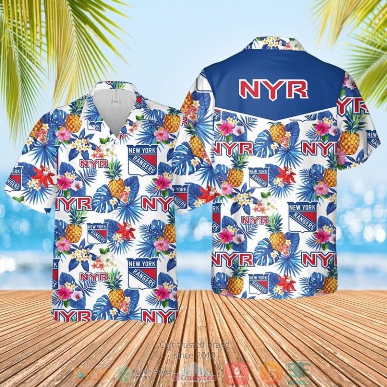 New York Rangers Nhl Pineapple Hawaiian Shirt, Shorts - Hot Sale 2025