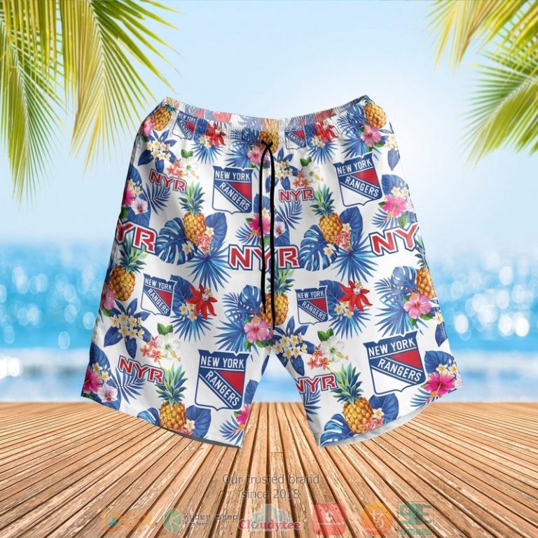New York Rangers Nhl Pineapple Hawaiian Shirt, Shorts - Hot Sale 2025