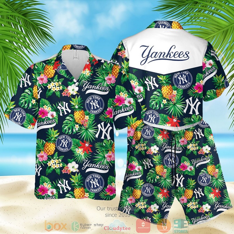 New York Yankees Mlb Pineapple Blue Green Hawaiian Shirt, Shorts - Hot Sale 2025