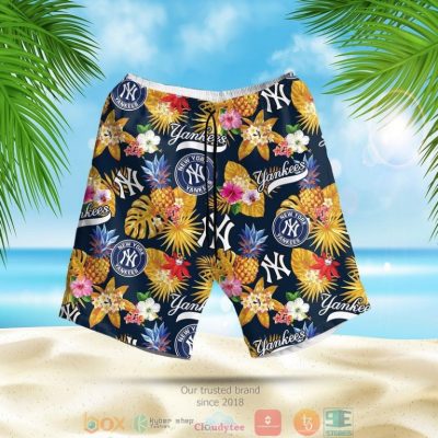 New York Yankees Mlb Pineapple Blue Yellow Hawaiian Shirt, Shorts - Hot Sale 2025