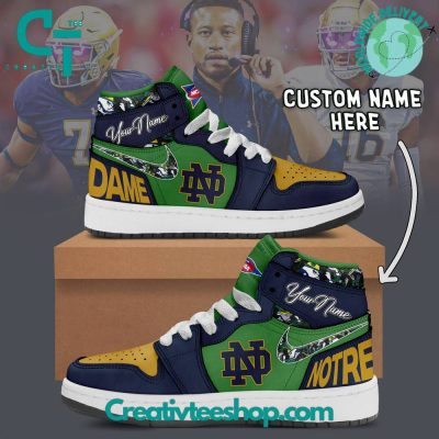 Notre Dame Fighting Irish NCAA Custom Name Air Jordan 1 Sneaker - soulcals.com