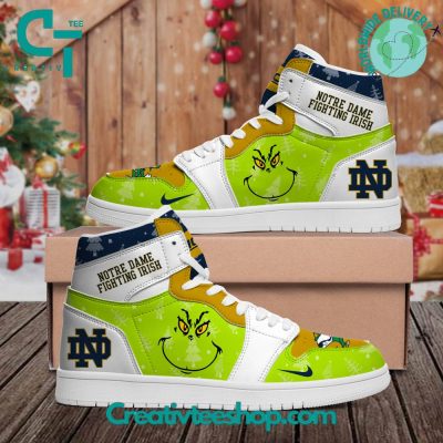 Notre Dame Fighting Irish x Grinch Face Air Jordan 1 Sneaker - soulcals.com
