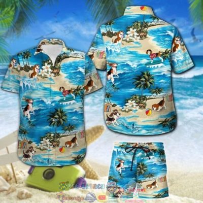 Beagle Surfing Palm Tree Hawaiian Shirt And Shorts - Hot Sale 2025