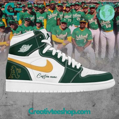 Oakland Athletics Personalized Air Jordan 1 Sneaker - soulcals.com