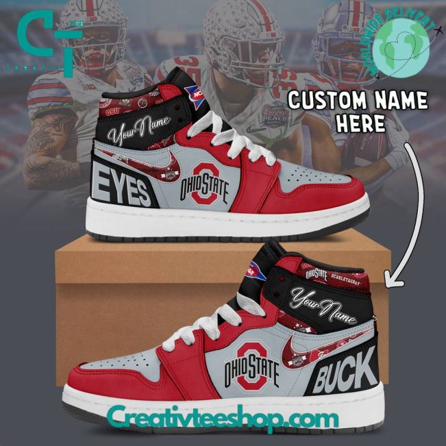 Ohio State Buckeyes NCAA Custom Name Air Jordan 1 Sneaker - soulcals.com
