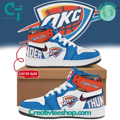 Oklahoma City Thunder 2024 Custom Name Air Jordan 1 Sneaker - soulcals.com