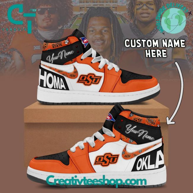 Oklahoma State Cowboys NCAA Custom Name Air Jordan 1 Sneaker - soulcals.com