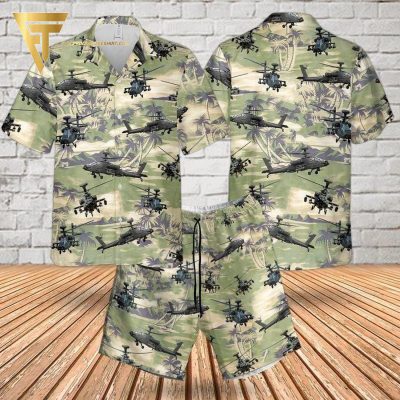 Olive Palm Pattern Us Air Force Army Helicopter All Over Print Hawaiian Shirts And Beach Shorts - Hot Sale 2025